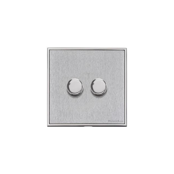 Executive Range 2 Gang LED Dimmer in Satin Chrome  - Trimless