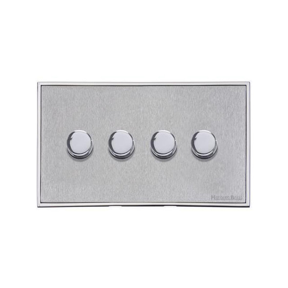 Executive Range 4 Gang Dimmer (400 watts) in Satin Chrome  - Trimless