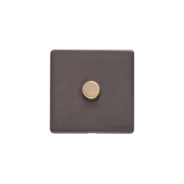 Verona Range 1 Gang Dimmer (400 watts) in Matt Bronze  - Black Trim