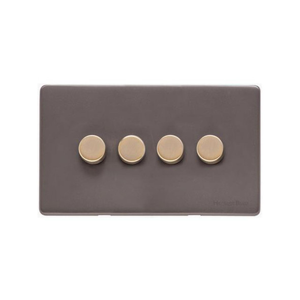 Verona Range 4 Gang Dimmer (400 watts) in Matt Bronze  - Black Trim