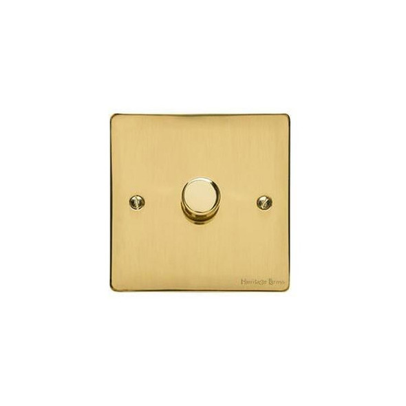 Elite Flat Plate Range 1 Gang LED Dimmer in Polished Brass  - Trimless