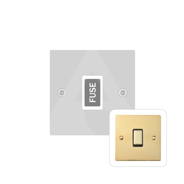 Elite Flat Plate Range Unswitched Spur (13 Amp) in Polished Brass  - White Trim