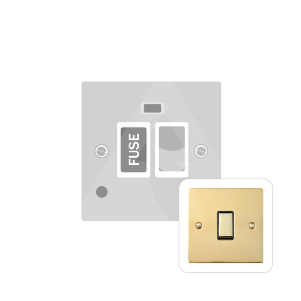 Elite Flat Plate Range Switched Spur with Neon + Cord (13 Amp) in Polished Brass  - White Trim