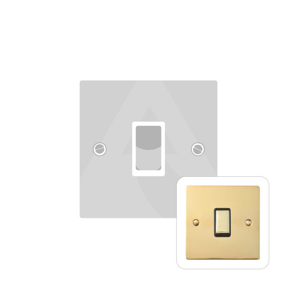 Elite Flat Plate Range 20A Double Pole Switch in Polished Brass  - White Trim