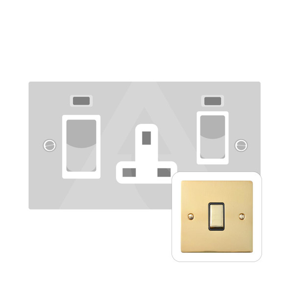 Elite Flat Plate Range 45A Cooker Unit + 13A Socket in Polished Brass  - White Trim