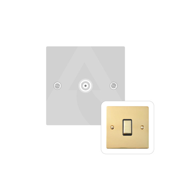 Elite Flat Plate Range 1 Gang Isolated TV Coaxial Socket in Polished Brass  - White Trim