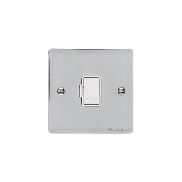 Elite Flat Plate Range Unswitched Spur (13 Amp) in Polished Chrome  - White Trim