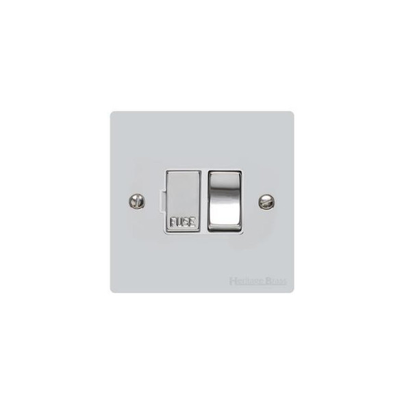 Elite Flat Plate Range Switched Spur (13 Amp) in Polished Chrome  - White Trim