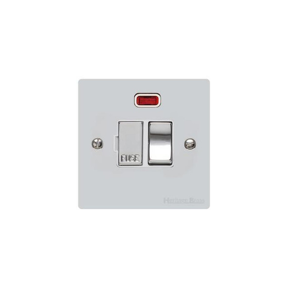 Elite Flat Plate Range Switched Spur with Neon (13 Amp) in Polished Chrome  - White Trim