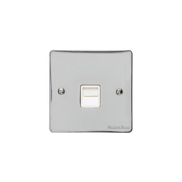 Elite Flat Plate Range 1 Gang Master Line Socket in Polished Chrome  - White Trim