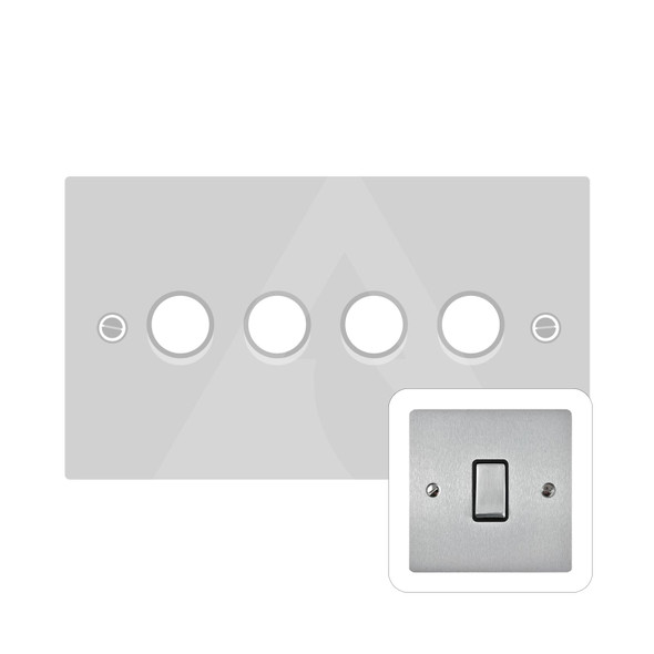 Elite Flat Plate Range 4 Gang Dimmer (400 watts) in Satin Chrome  - Trimless