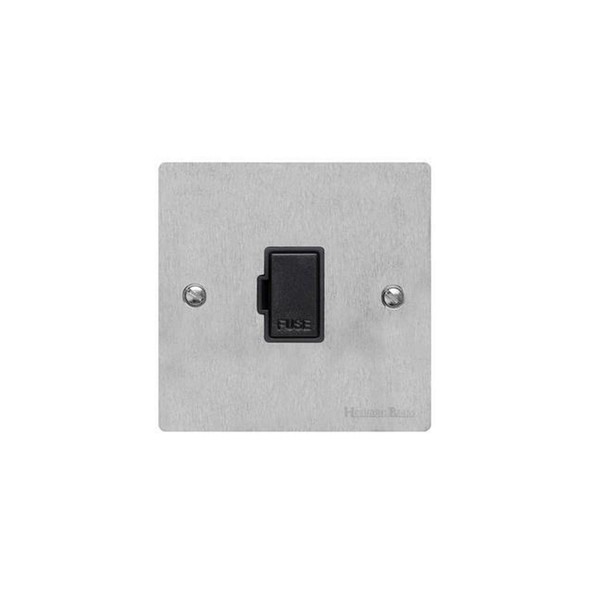 Elite Flat Plate Range Unswitched Spur (13 Amp) in Satin Chrome  - Black Trim