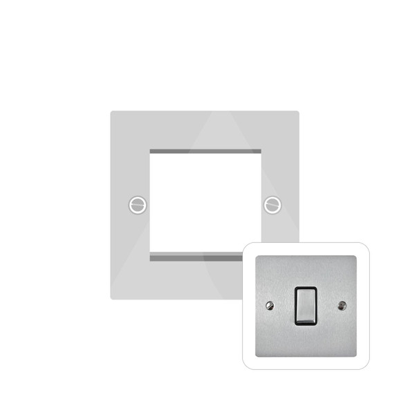 Elite Flat Plate Range 2 Module Euro Plate in Satin Chrome  - Black Trim