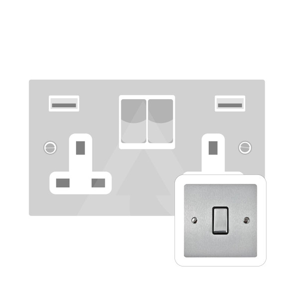 Elite Flat Plate Range Double USB Socket (13 Amp) in Satin Chrome  - White Trim