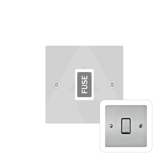 Elite Flat Plate Range Unswitched Spur (13 Amp) in Satin Chrome  - White Trim