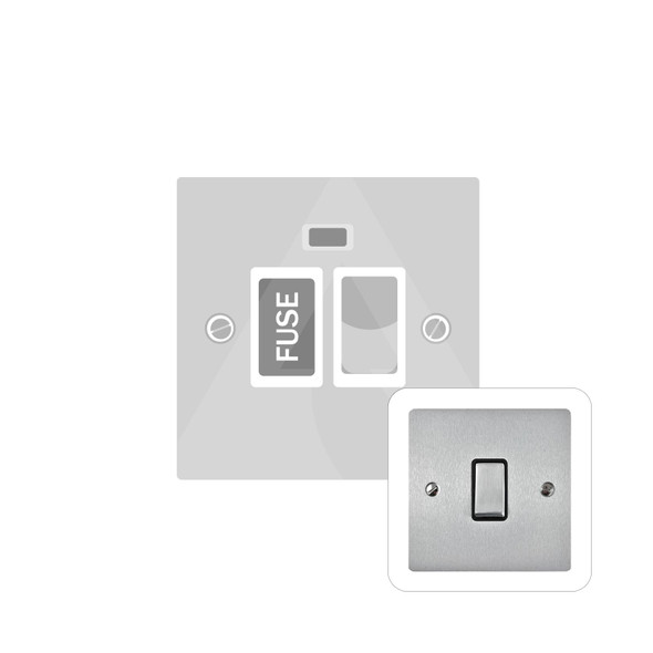 Elite Flat Plate Range Switched Spur with Neon (13 Amp) in Satin Chrome  - White Trim