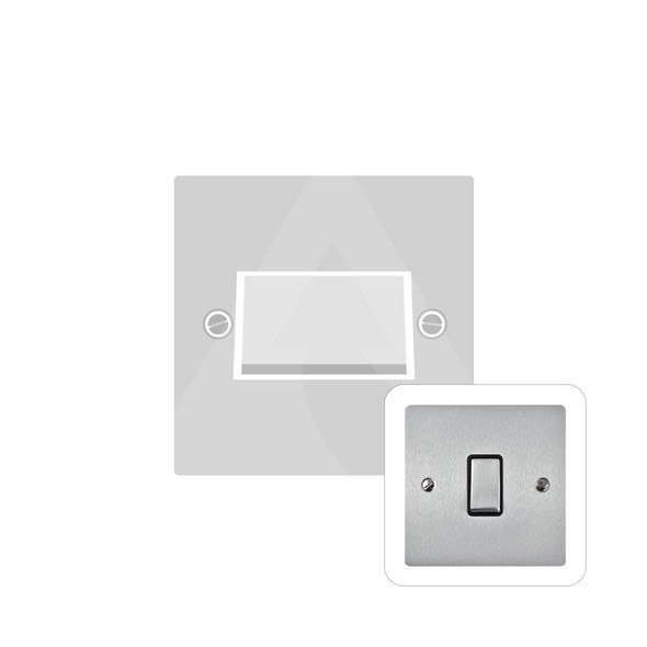 Elite Flat Plate Range 6A Triple Pole Fan Isolator Switch in Satin Chrome  - White Trim