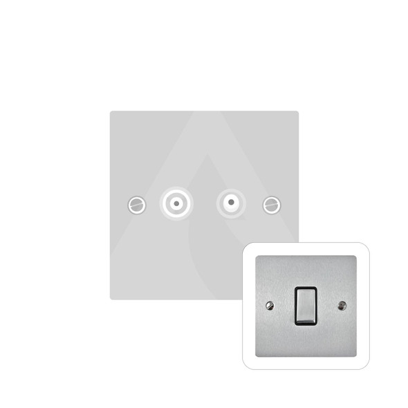 Elite Flat Plate Range TV/FM Diplexed Socket in Satin Chrome  - White Trim