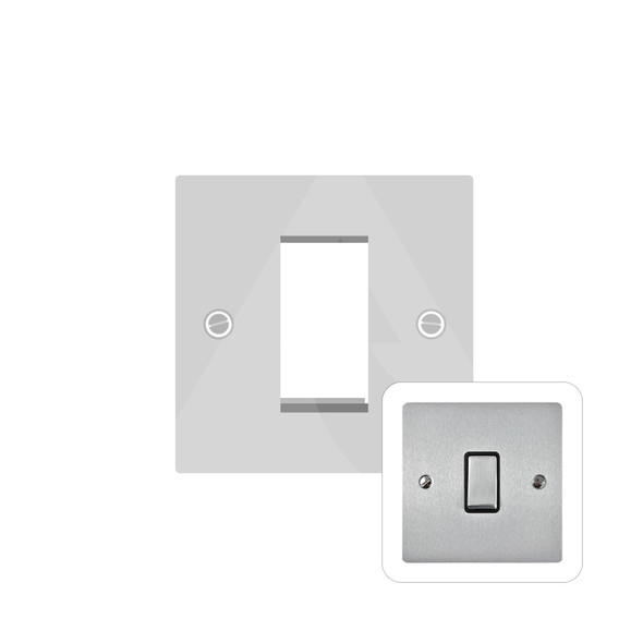 Elite Flat Plate Range 1 Module Euro Plate in Satin Chrome  - White Trim