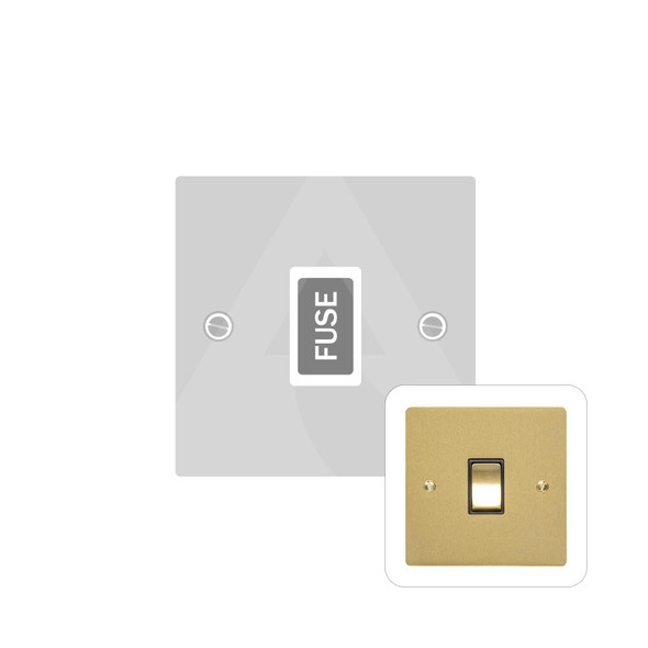Elite Flat Plate Range Unswitched Spur (13 Amp) in Satin Brass  - White Trim