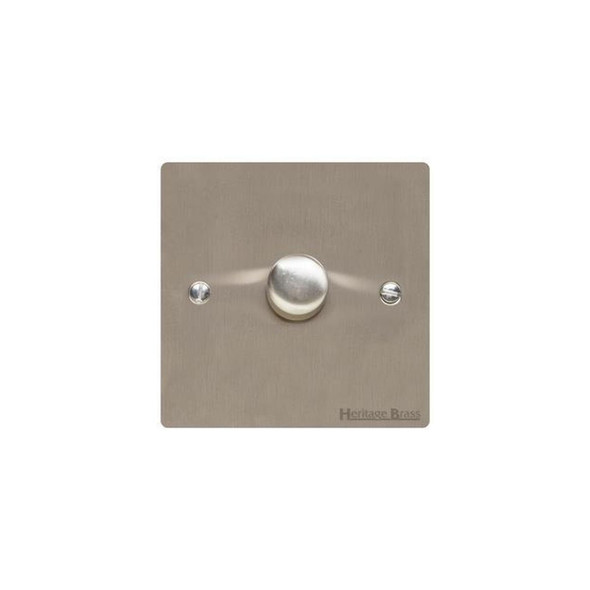 Elite Flat Plate Range 1 Gang LED Dimmer in Satin Nickel  - Trimless