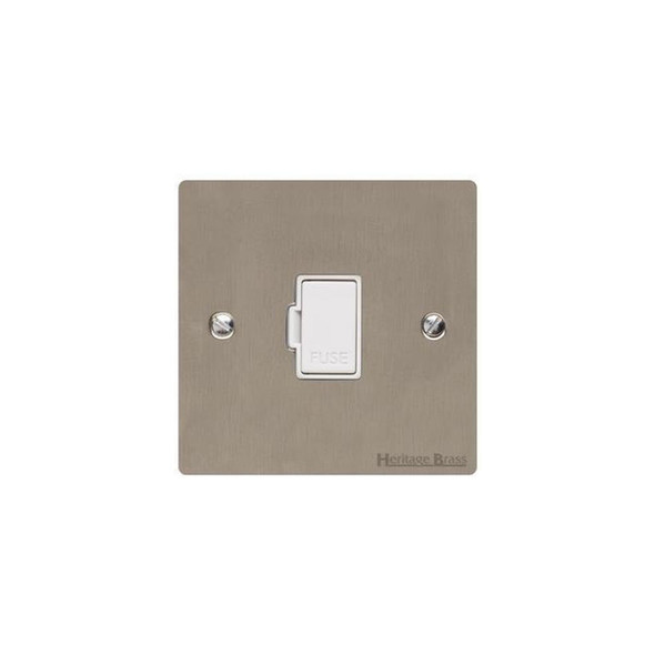 Elite Flat Plate Range Unswitched Spur (13 Amp) in Satin Nickel  - White Trim