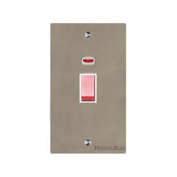 Elite Flat Plate Range 45A DP Cooker Switch with Neon (tall plate) in Satin Nickel  - White Trim