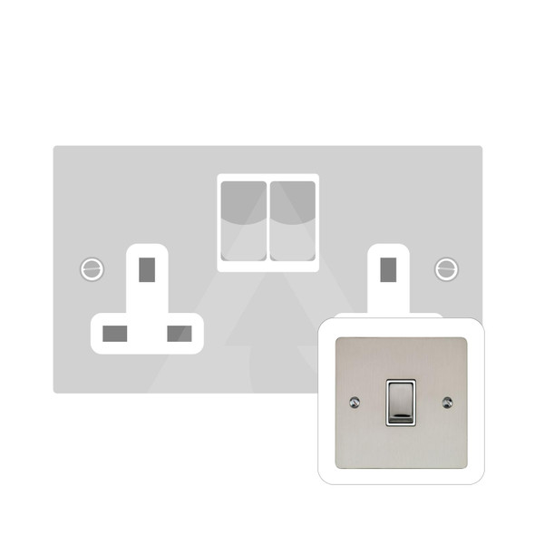 Elite Flat Plate Range Double Socket (13 Amp) in Satin Nickel  - Black Trim