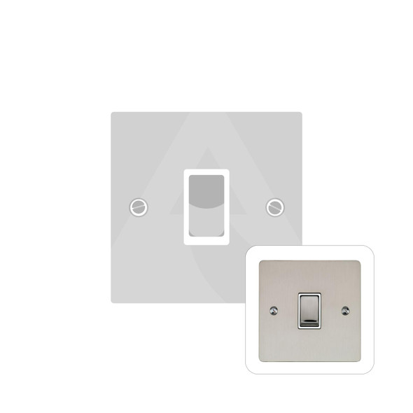 Elite Flat Plate Range 20A Double Pole Switch in Satin Nickel  - Black Trim