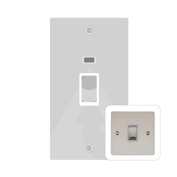 Elite Flat Plate Range 45A DP Cooker Switch with Neon (tall plate) in Satin Nickel  - Black Trim