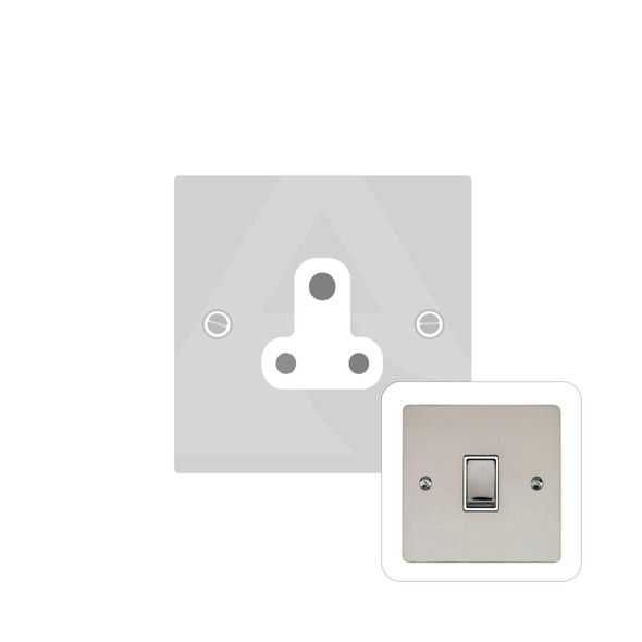 Elite Flat Plate Range 5 Amp 3 Round Pin Socket in Satin Nickel  - Black Trim