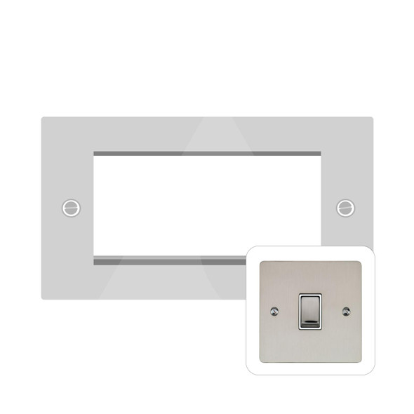 Elite Flat Plate Range 4 Module Euro Plate in Satin Nickel  - Black Trim