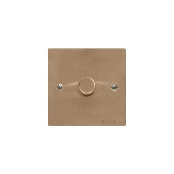 Elite Flat Plate Range 1 Gang LED Dimmer in Antique Brass  - Trimless