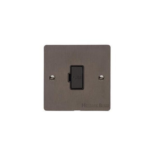 Elite Flat Plate Range Unswitched Spur (13 Amp) in Matt Bronze  - Black Trim