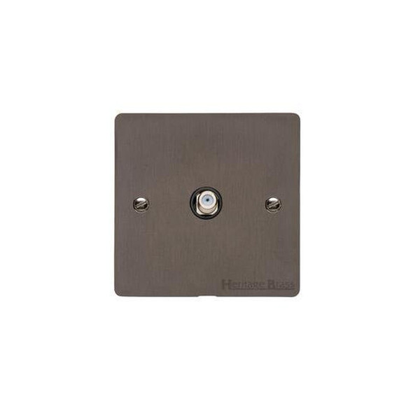 Elite Flat Plate Range 1 Gang Satellite Socket in Matt Bronze  - Black Trim