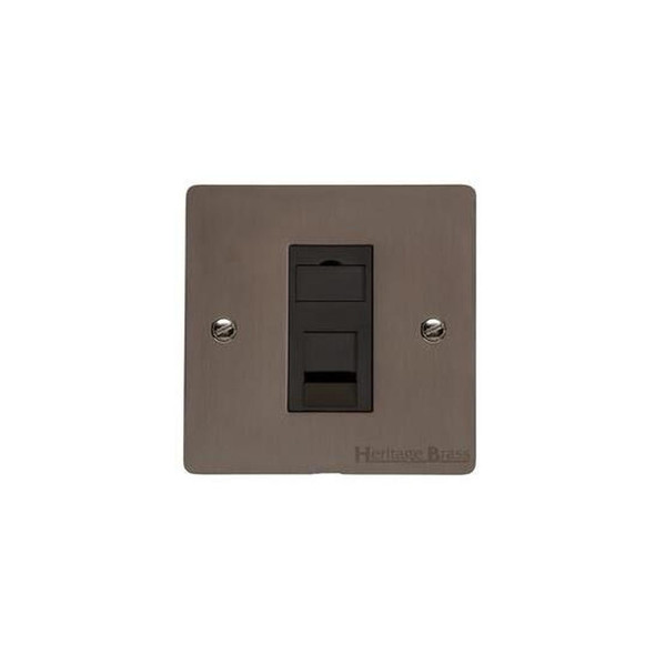 Elite Flat Plate Range 1 Gang Cat 6 in Matt Bronze  - Black Trim