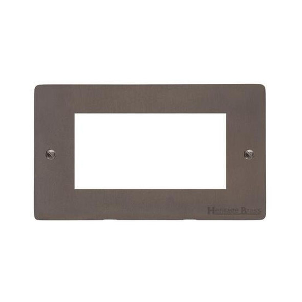 Elite Flat Plate Range 4 Module Euro Plate in Matt Bronze  - Black Trim