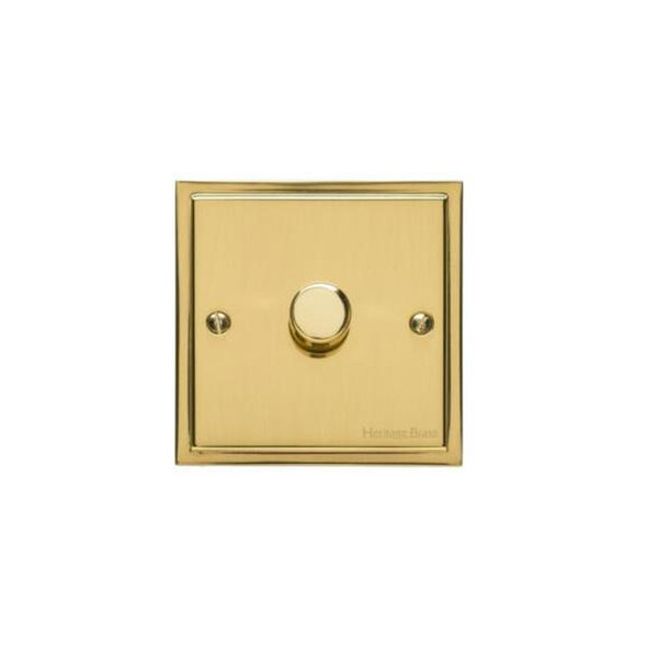 Elite Stepped Plate Range 1 Gang Dimmer (400 watts) in Polished Brass  - Trimless