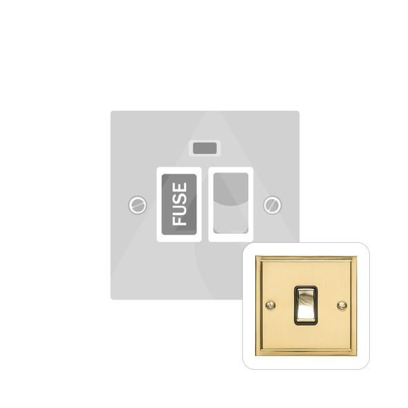 Elite Stepped Plate Range Switched Spur with Neon (13 Amp) in Polished Brass  - White Trim
