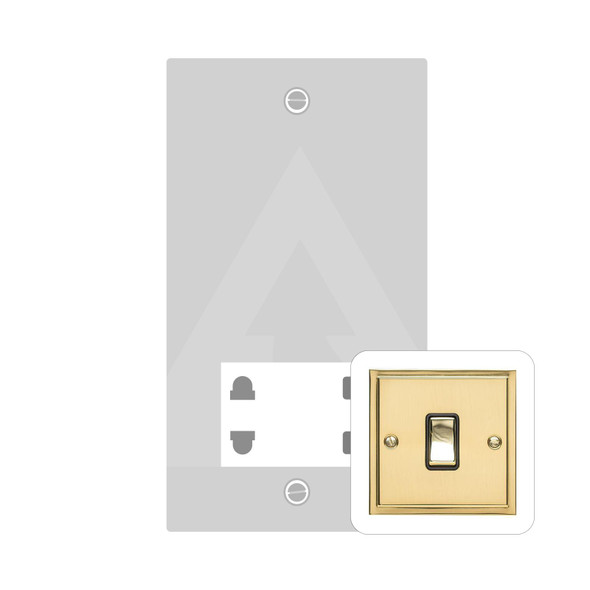 Elite Stepped Plate Range Shaver Socket Output Voltage 110/240V in Polished Brass  - White Trim