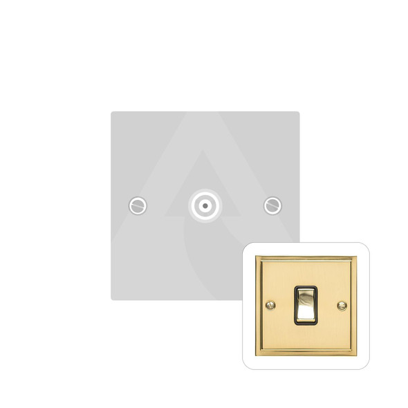 Elite Stepped Plate Range 1 Gang Non-Isolated TV Coaxial Socket in Polished Brass  - White Trim
