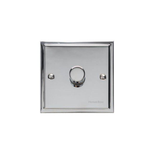 Elite Stepped Plate Range 1 Gang LED Dimmer in Polished Chrome  - Trimless