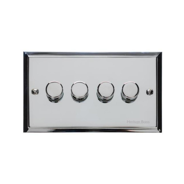 Elite Stepped Plate Range 4 Gang Dimmer (400 watts) in Polished Chrome  - Trimless