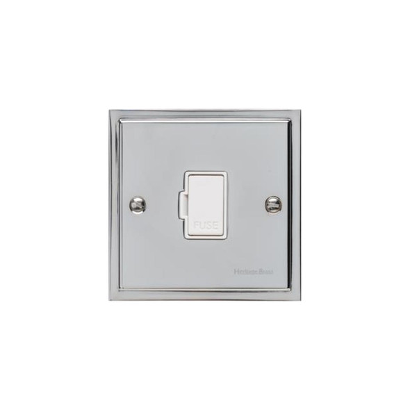 Elite Stepped Plate Range Unswitched Spur (13 Amp) in Polished Chrome  - White Trim