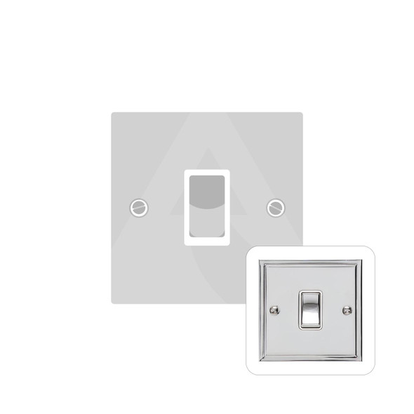 Elite Stepped Plate Range 20A Double Pole Switch in Polished Chrome  - Black Trim