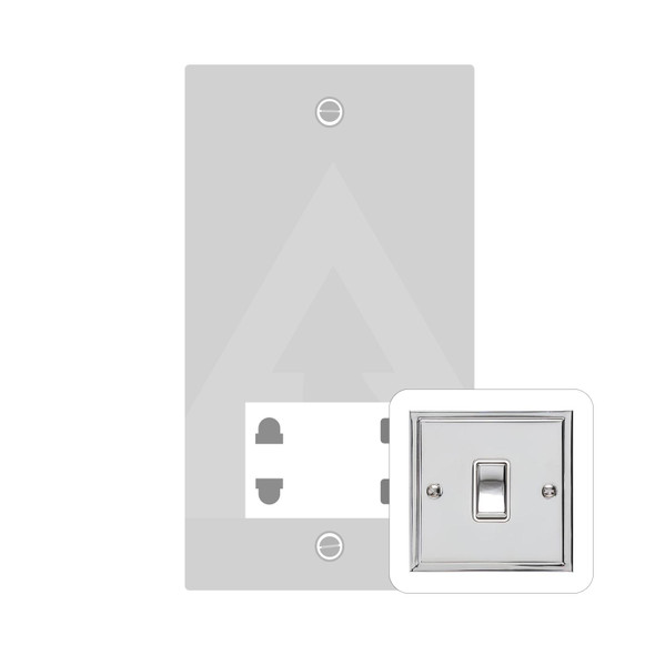 Elite Stepped Plate Range Shaver Socket Output Voltage 110/240V in Polished Chrome  - Black Trim