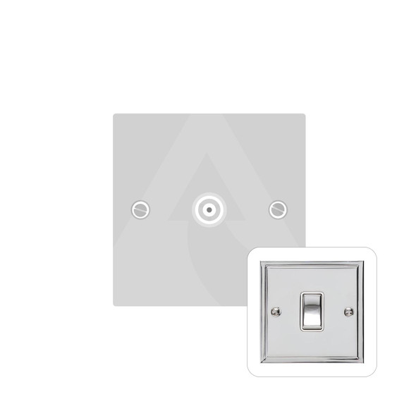 Elite Stepped Plate Range 1 Gang Non-Isolated TV Coaxial Socket in Polished Chrome  - Black Trim