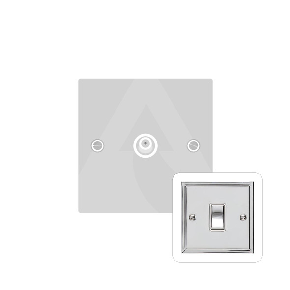 Elite Stepped Plate Range 1 Gang Satellite Socket in Polished Chrome  - Black Trim