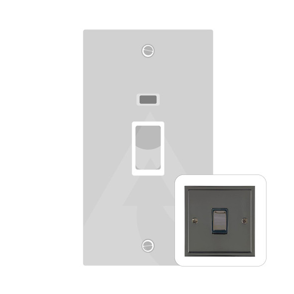 Elite Stepped Plate Range 45A DP Cooker Switch with Neon (tall plate) in Polished Black Nickel  - Black Trim