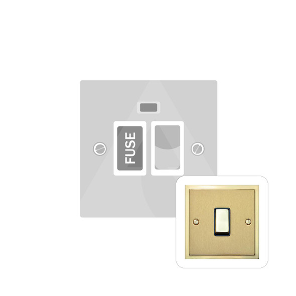 Elite Stepped Plate Range Switched Spur with Neon (13 Amp) in Satin Brass  - Black Trim